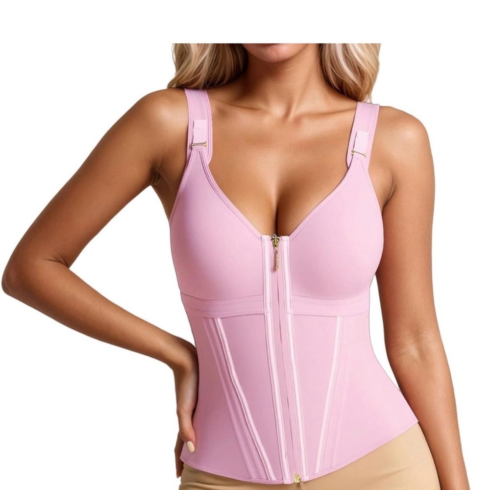 Women’s Pink Front-Zip Shapewear Bodysuit by